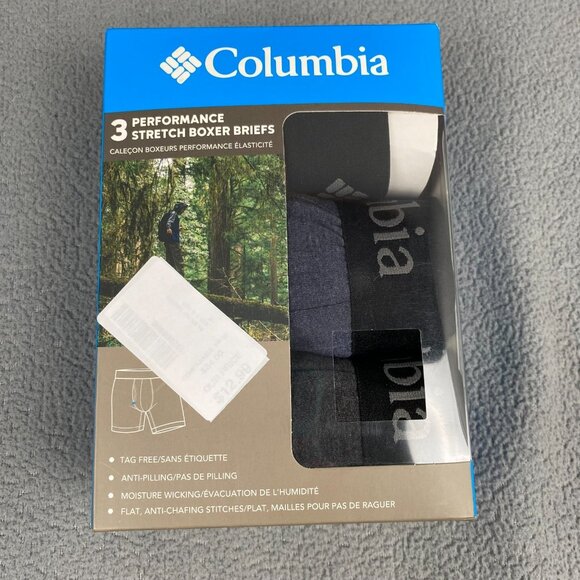 Columbia Men’s Boxer Briefs Stretch multicolor Cotton Large  3 Pack Softness NEW - Picture 1 of 8
